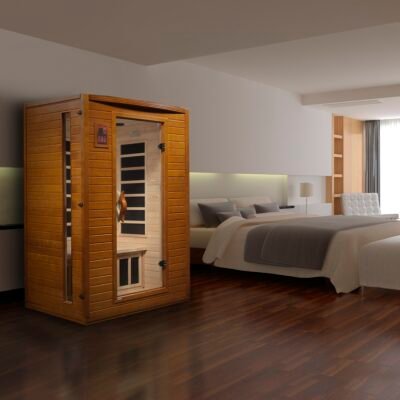 Dynamic Versailles 2-person low EMF infrared sauna with Canadian Hemlock wood and glass door design