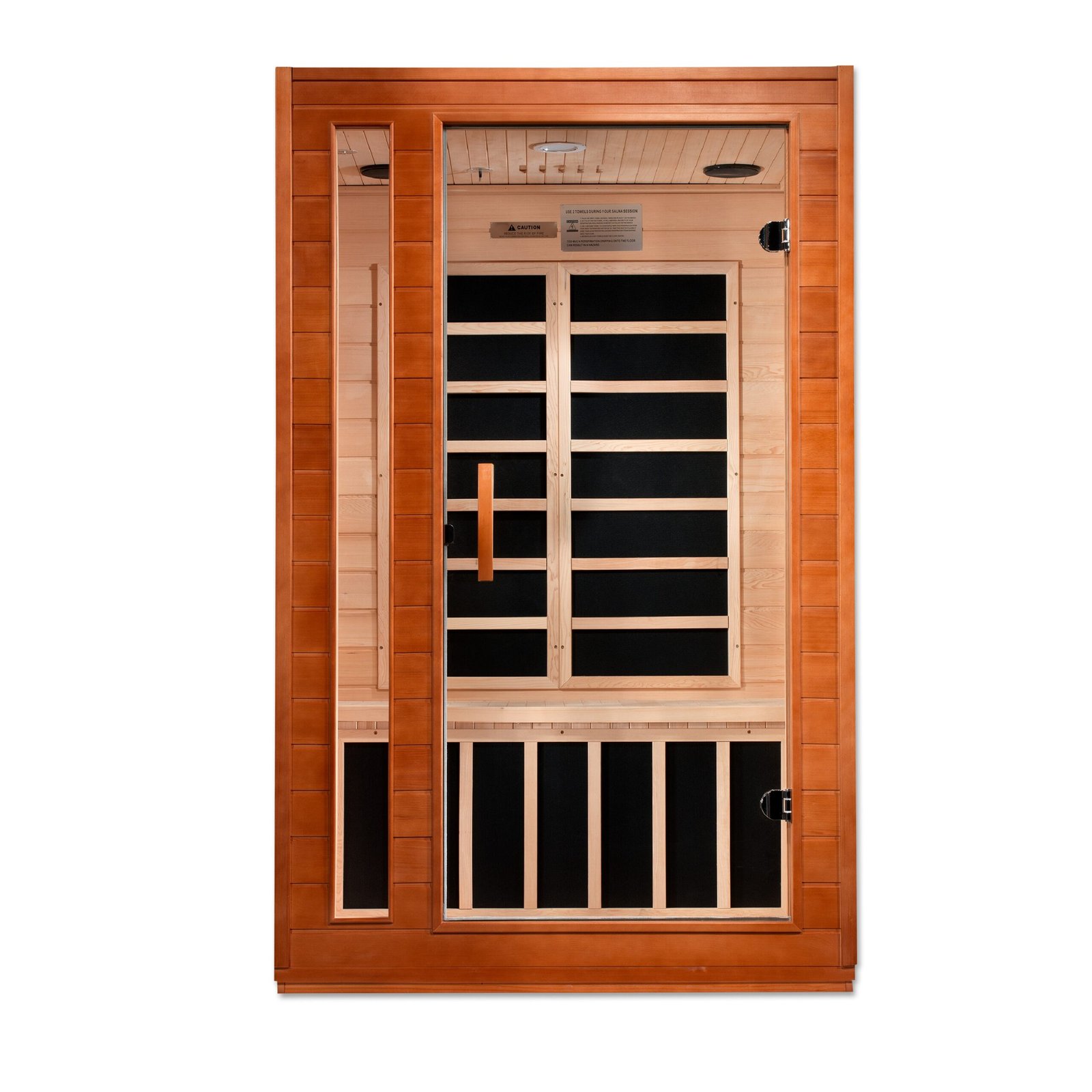 Dynamic Cordoba Elite 2-person ultra low EMF infrared sauna with Canadian Hemlock wood and glass front