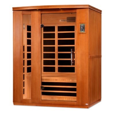Front angle of Canadian Hemlock Dynamic Lugano infrared sauna