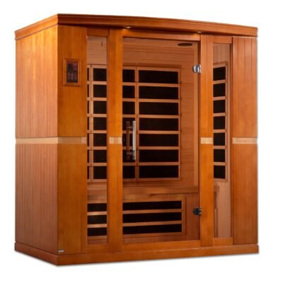 Front angle of Canadian Hemlock Dynamic Bergamo infrared sauna