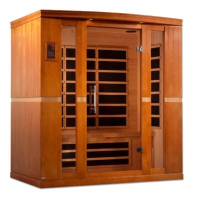 Front angle of Canadian Hemlock Dynamic Bergamo infrared sauna
