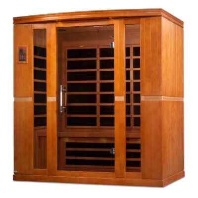 Front angle of Canadian Hemlock Dynamic Bergamo infrared sauna