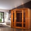 Dynamic Bergamo 4-person infrared sauna with honey dark stain exterior