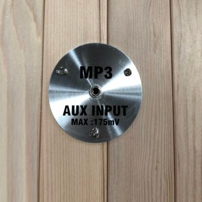 Built-in MP3 and AUX audio input port inside an infrared sauna for personal music playback
