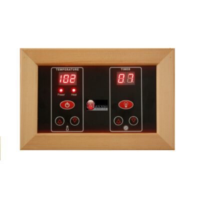 Digital control panel inside the Maxxus Seattle infrared sauna for temperature and session settings