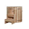 Cedar barrel spa front view with Pacific cedar exterior