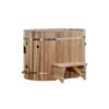 Pacific Cedar Oval Barrel tub cold plunge, front angle view with cedar exterior