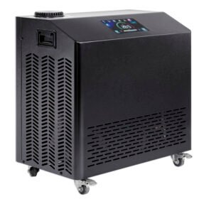 Dynamic Cold Therapy water chiller with LCD control panel, vented side panels, and locking caster wheels.