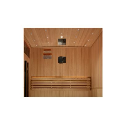 Sundsvall sauna Canadian Red Cedar interior seating for two