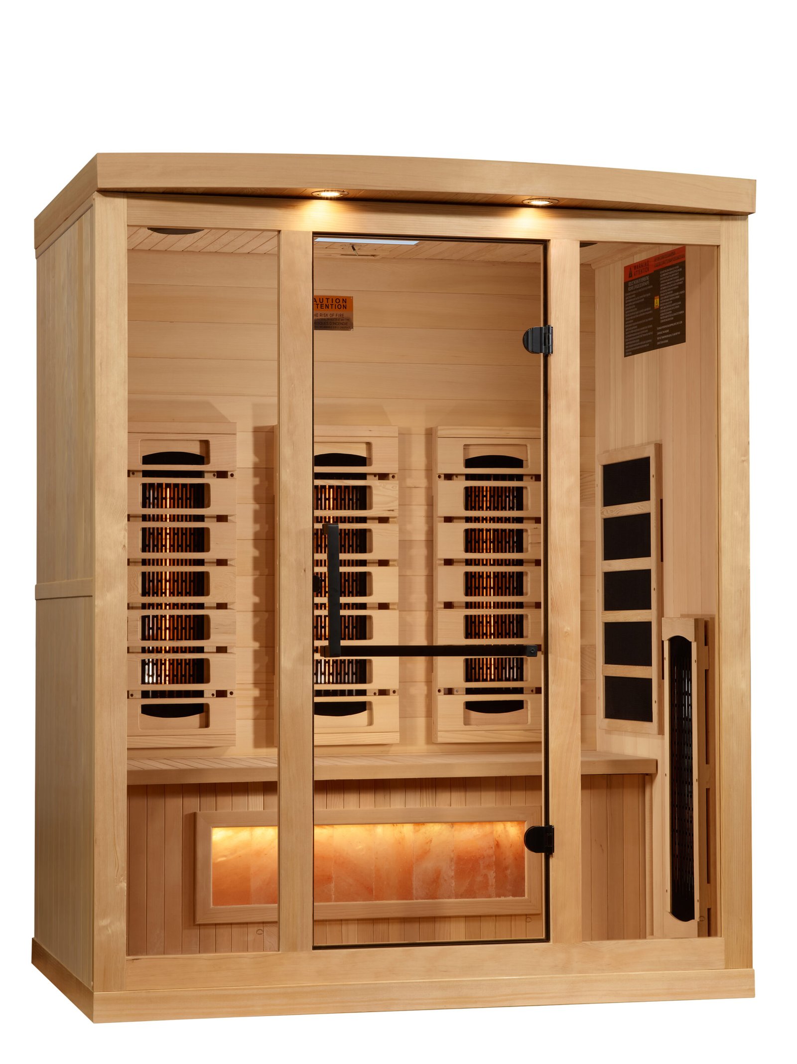 3 person infrared sauna exterior view in natural Canadian Hemlock wood