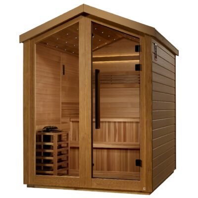 Kaarina outdoor sauna exterior with all-weather finish and barn-style roof