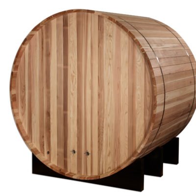 Klosters barrel sauna outdoor profile in Pacific cedar