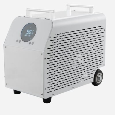 Premier Edition chiller front-left view with WiFi touch screen display and caster wheels.